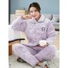 Пижама женская зимняя утолщенная теплая большого размера стеганая хлопковая милая из кораллового флиса домашняя одежда