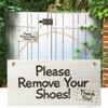 Front Door Welcome Sign Home Decor Please Remove Your Shoes Rustic Craft Wooden Square Porch Hanging with Rope Plaque Gift