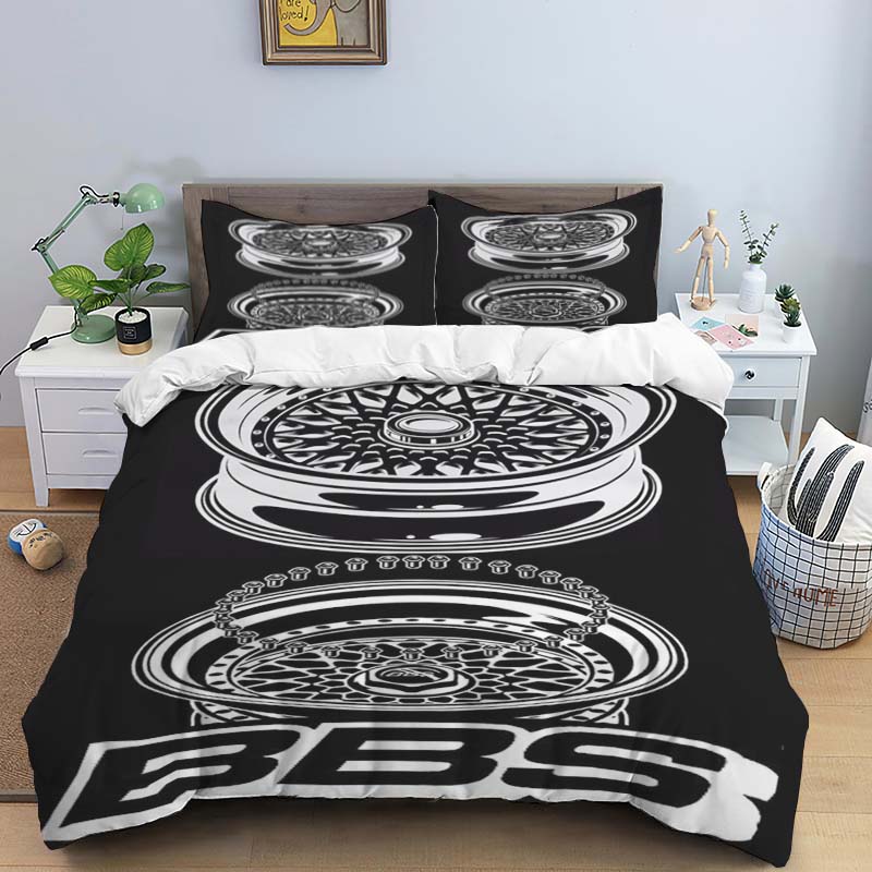 High-definition graphic printB-BBS-S-Style Wheel Rim Print Bedding Set (Duvet Cover & Pillowcases)  Bedroom Decor  Single/Double