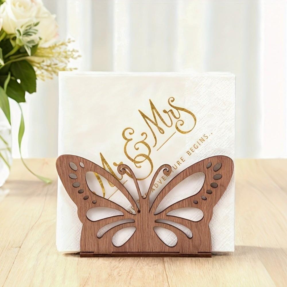 Retro Style Wooden Sunflower Napkin Holder Decorative Cute Animal Shaped Tissue Dispenser Detachable Butterfly Tissue Holder