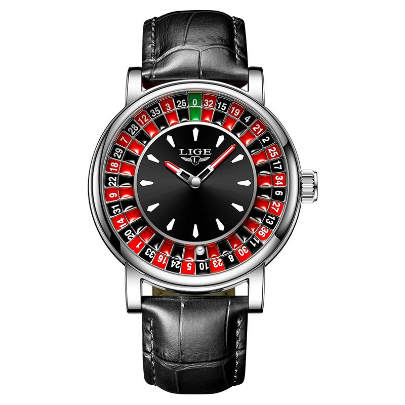 LIGE Creative Luxury Watches Men Roulette Game Dial Fashion Mens Watch Waterproof Luminous Steel Quartz Wristwatches Relojs