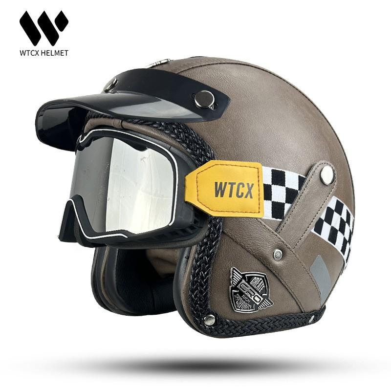 3/4 Motorcycle Helmet With Visor ABS Shell 3C Certified Retro Cruiser Style Men Women All