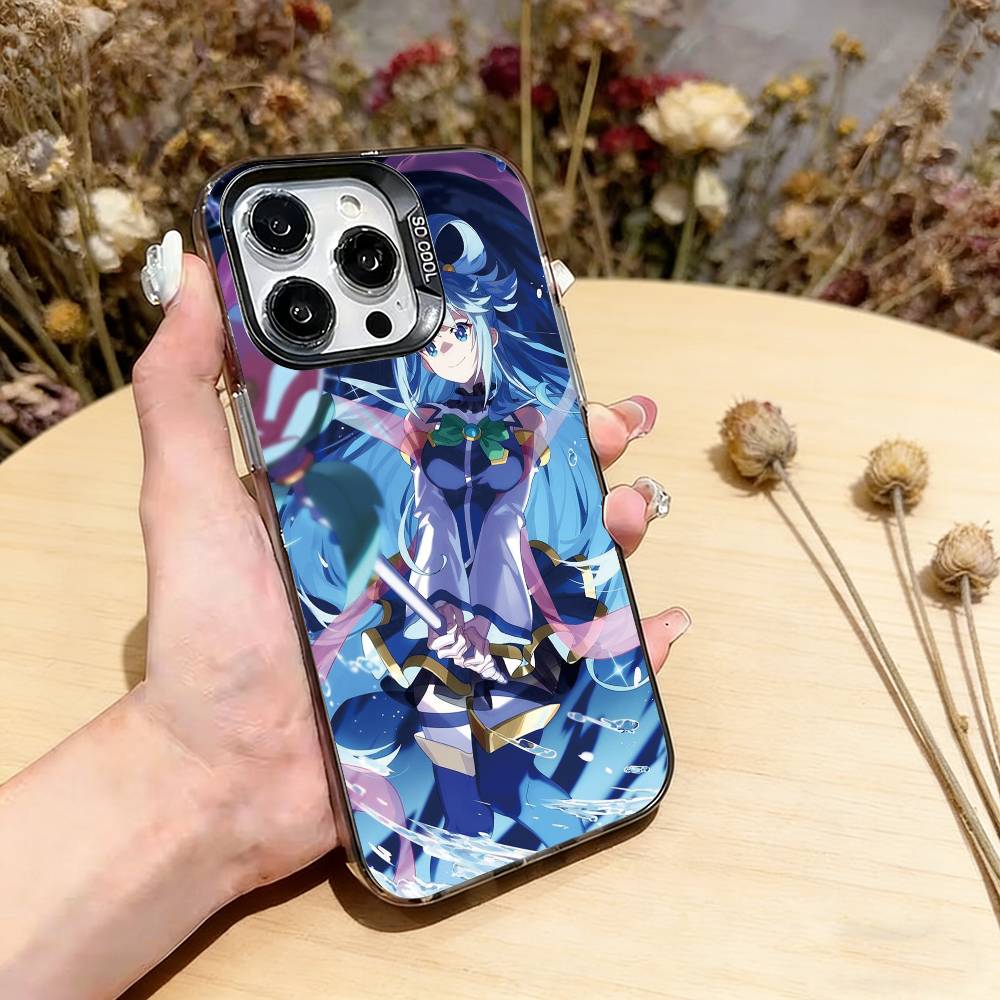 Чехол для телефона Konosuba для iPhone 17,16,15,14,13,12,11 Plus,Pro Max,XS,Цветной Серебряный Внутренний Покрытие
