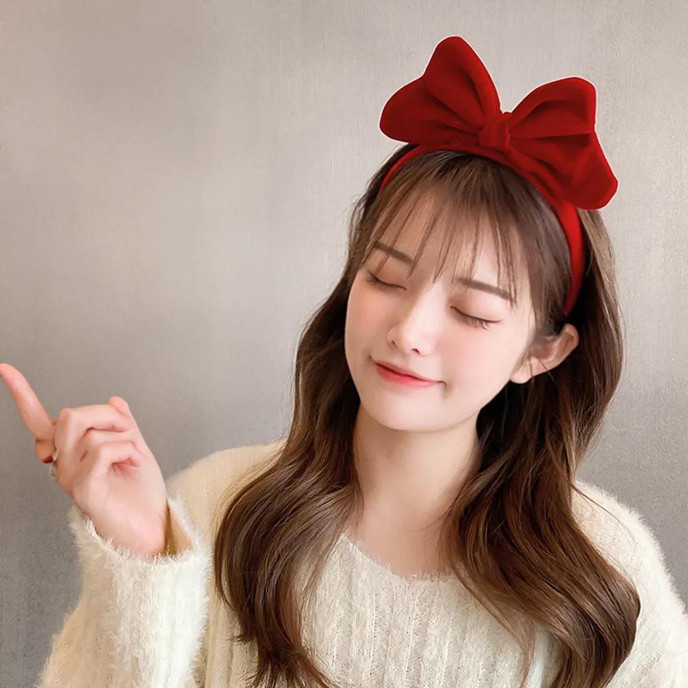 Бархатная лента повязка на голову Белоснежка девочка headband красная черная