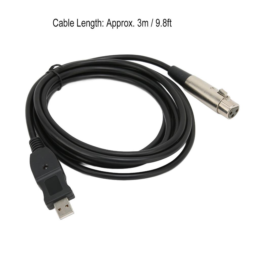 Plug and Play Microphone Converter Cable 9.8ft USB Mic Cable Musical Instrument Recording