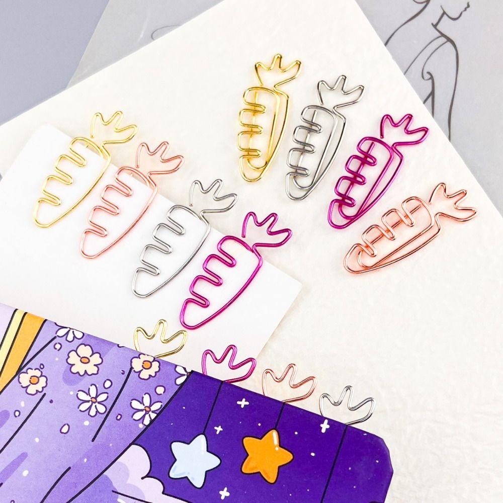 20pcs Cartoon Paper Clips Metal Bookmark Holder Students Stationery Paper Decorative Clip Home