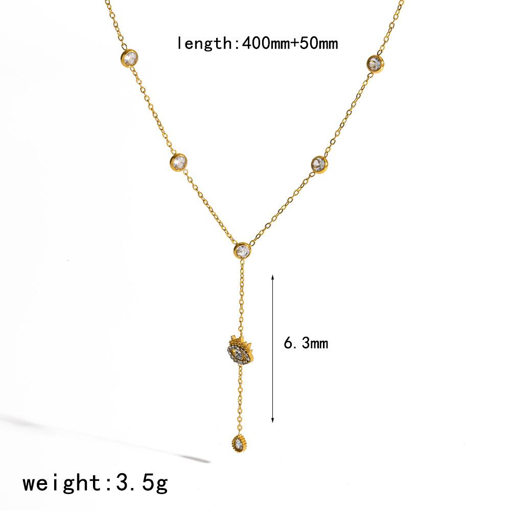 Cross-border Minority Design Diamond-encrusted Stainless Steel Women's Necklace Star Moon Bamboo Long Sweater Chain 18k