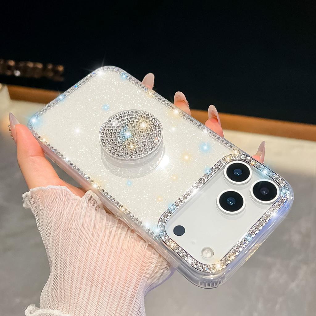 Подставка Gem Love для чехла для телефона IPhone17Air для Apple 16E Алмазный блеск Пудра 15Promax
