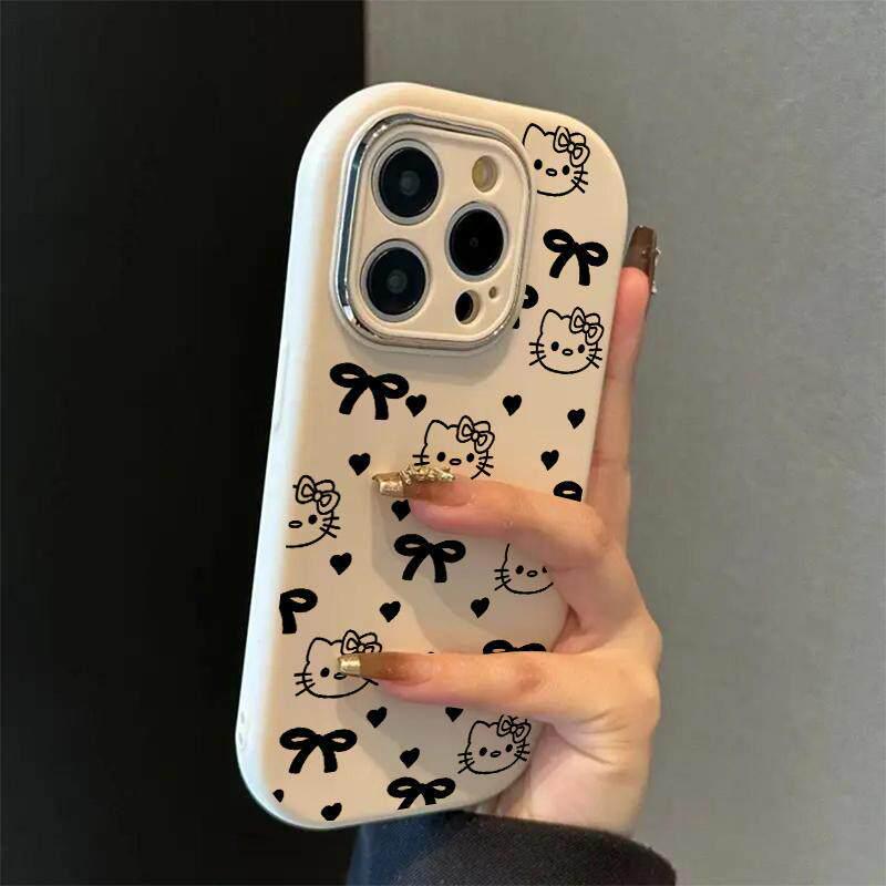 Металлический чехол для телефона с бантом и котенком для iPhone 13-17 Pro Max