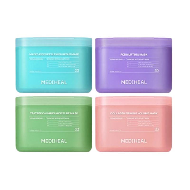 MEDIHEAL Derma 365 Tea Tree Soothing Hydration Mask 30 Sheets – Calming & Sebum Control Daily Sheet Mask