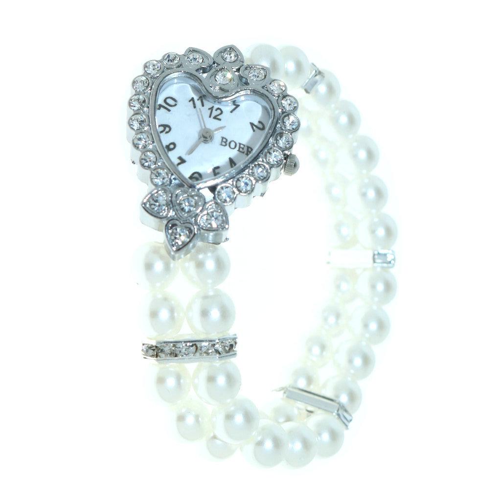 Японский и корейский стиль жемчужный страз сердце браслет часы - Женские кварцевые часы