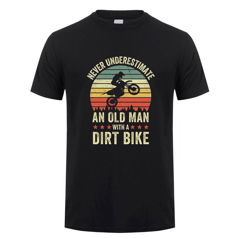 Never Underestimate An Old Unisex With A Dirt Bike Riders Tshirt Unisex Short Sleeve Cotton Tshirts Gift Tees Unisex Tops Dy300