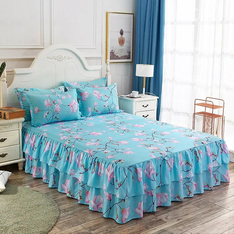 Юбка-кровать Постельные принадлежности Мягкая юбка-кровать Покрывало Полный размер Queen King Size Простыня наматрасник Простыни с наволочкой