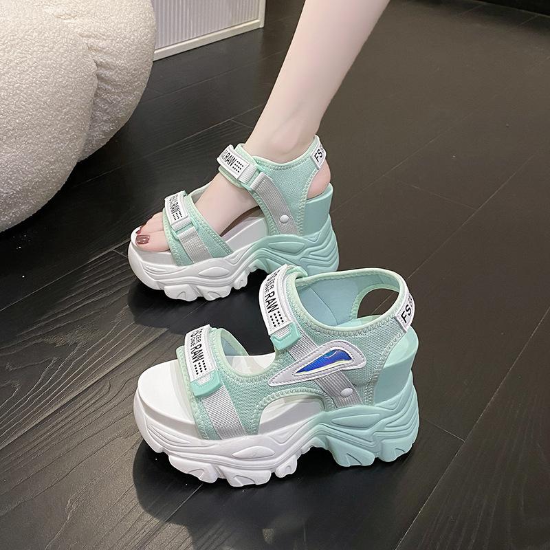 Модные сандалии на платформе Женские 2025 Новые Летние Массивные С открытым носком На высоком каблуке Женские Туфли-клинья для женщин Рыбий носок Красные Сандалии