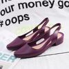 Женские прозрачные сандалии с острым носком, шлепанцы на среднем высоком каблуке, повседневная пляжная обувь ярких цветов с открытой пяткой, нескользящая пляжная обувь для женщин