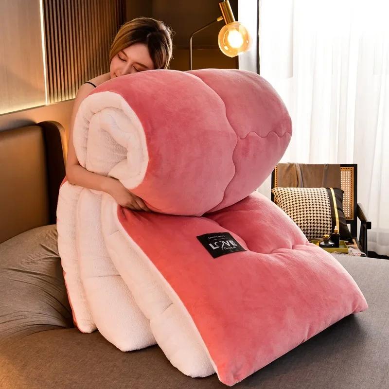 Новое супер теплое одеяло из овечьей шерсти, зимнее утолщенное хлопковое одеяло, теплое хлопковое двухстороннее бархатное мягкое очень большое одеяло