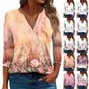 Women's T Shirt Tee Print Button  3/4 Sleeve Daily Weekend Fashion Basic V- Neck Regular Top