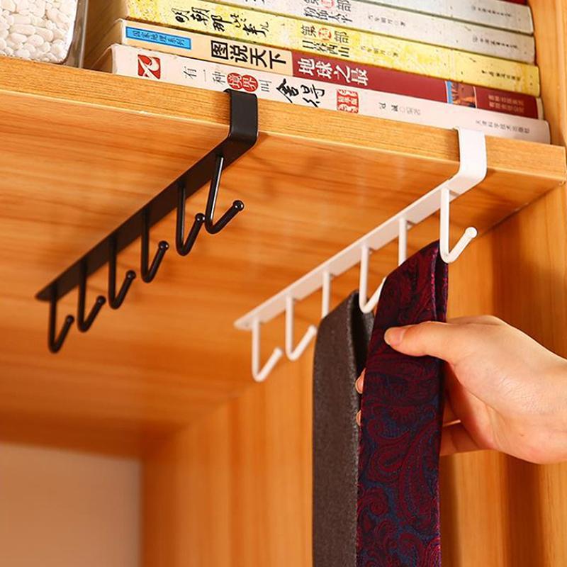 Железный 6 крючков для хранения вещей, шкаф для одежды, ПП, нижние полки, кружки, вешалка для ванной, кухни, держатели для подвесных стоек