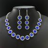 Popular European and American jewelry, water drop necklace, earrings, jewelry set, simple blue series geometric gemstone set.