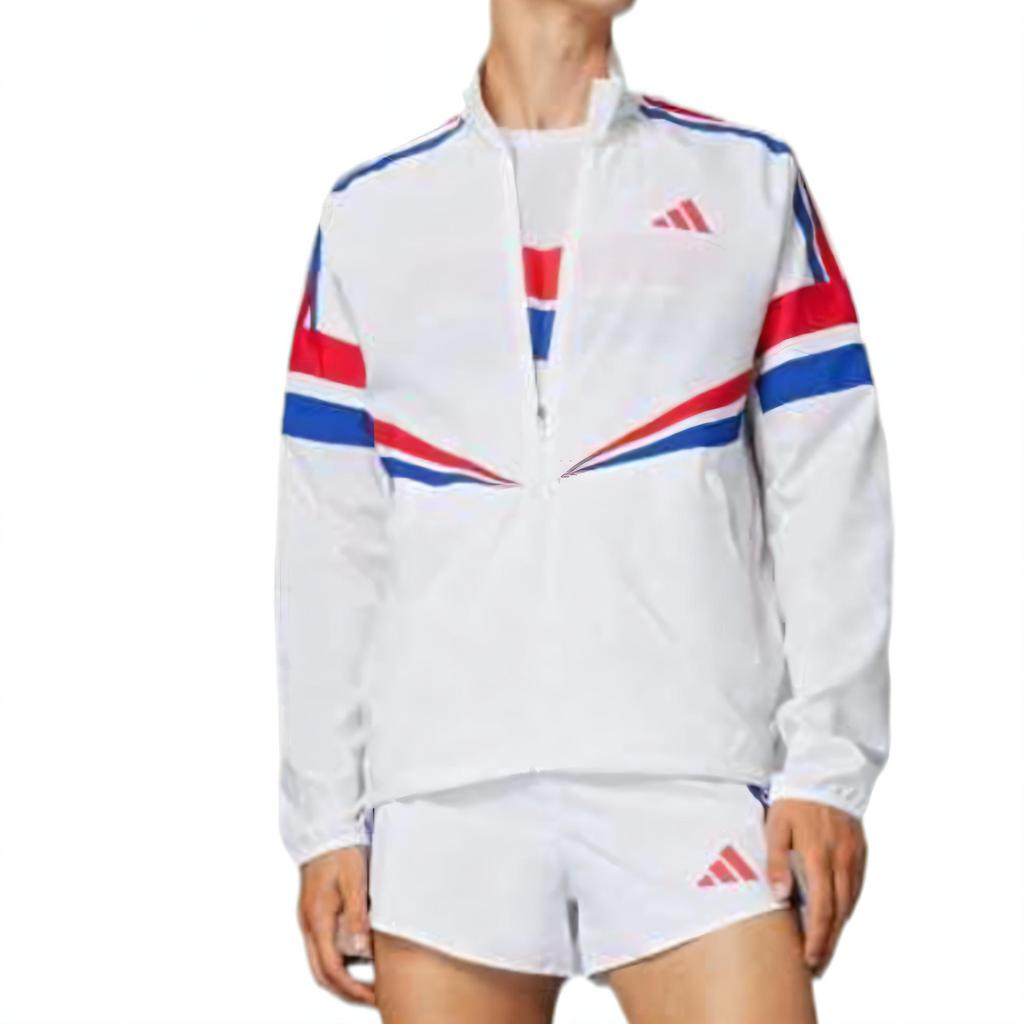 adidas Куртка Adizero Retro для бега Азиатский размер 'Белый Синий Красный' Мужская JD7317