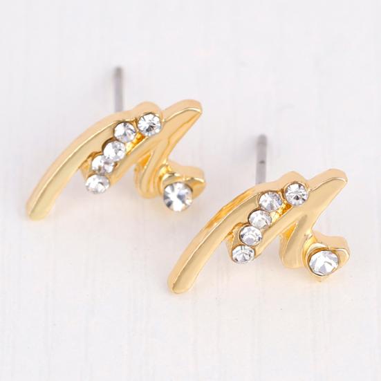 KC позолоченные горный хрусталь сердце M буква кулон ожерелье кольцо браслет серьги