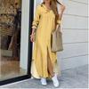 Spring and Autumn Women's Casual Long Sleeve Dress Solid Colour Shirt Long Dresses