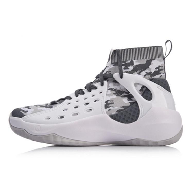 Li Ning SONIC 6 Амортизирующие Высокие Баскетбольные Кроссовки Мужские Белый Камуфляж ABAN021-3