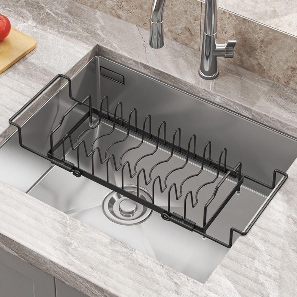Large Capacity Expandable Dish Drying Rack Draining Sink Drain Rack Pot Lid Storage Rack for Home