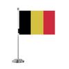 Drapeau De Bureau - Belgique - 14 X 21 Cm - Polyester - Impression Recto/verso - Mât En Acier Inoxydable