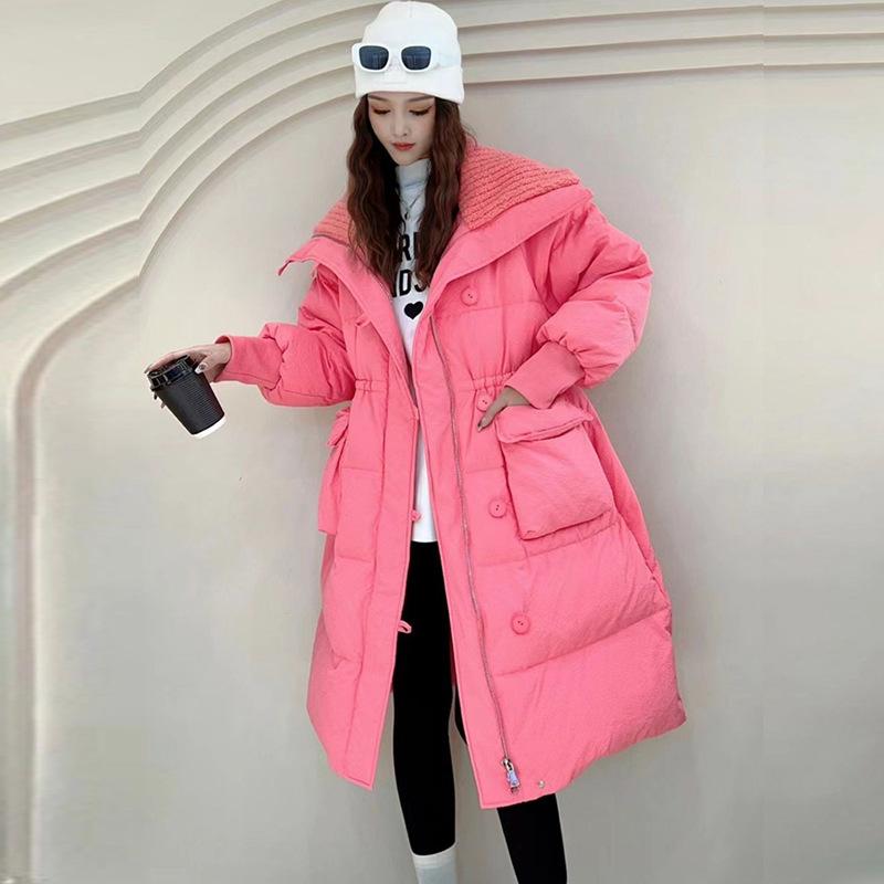 Женская осенне-зимняя свободная пуховая куртка средней и длинной элитной куртки, толстая пуховая куртка на белом утином пуху