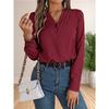 Женская элегантная деловая офисная блузка с многослойным V-образным вырезом и длинным рукавом, нарядные рубашки, рабочие топы