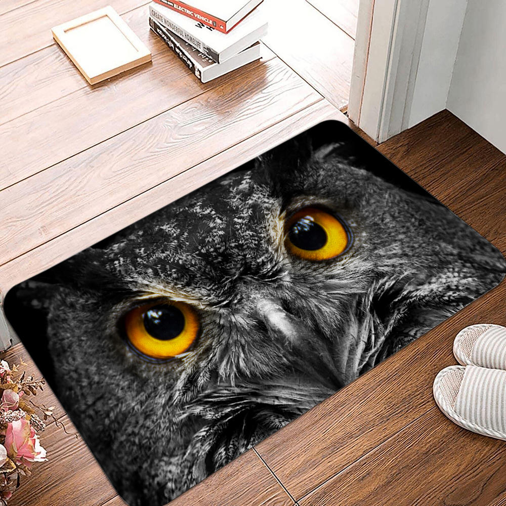 Нескользящий замшевый коврик для ванной для гостиной, спальни, домашний коврик с изображением совы, кошачий глаз, кухонный коврик, коврик для комнаты с животным узором
