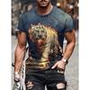 Men's T Shirt Tee Graphic Animal Lion Crew Neck Clothing Apparel 3D Print Outdoor Daily Short Sleeve Print Vintage Fashion Designer