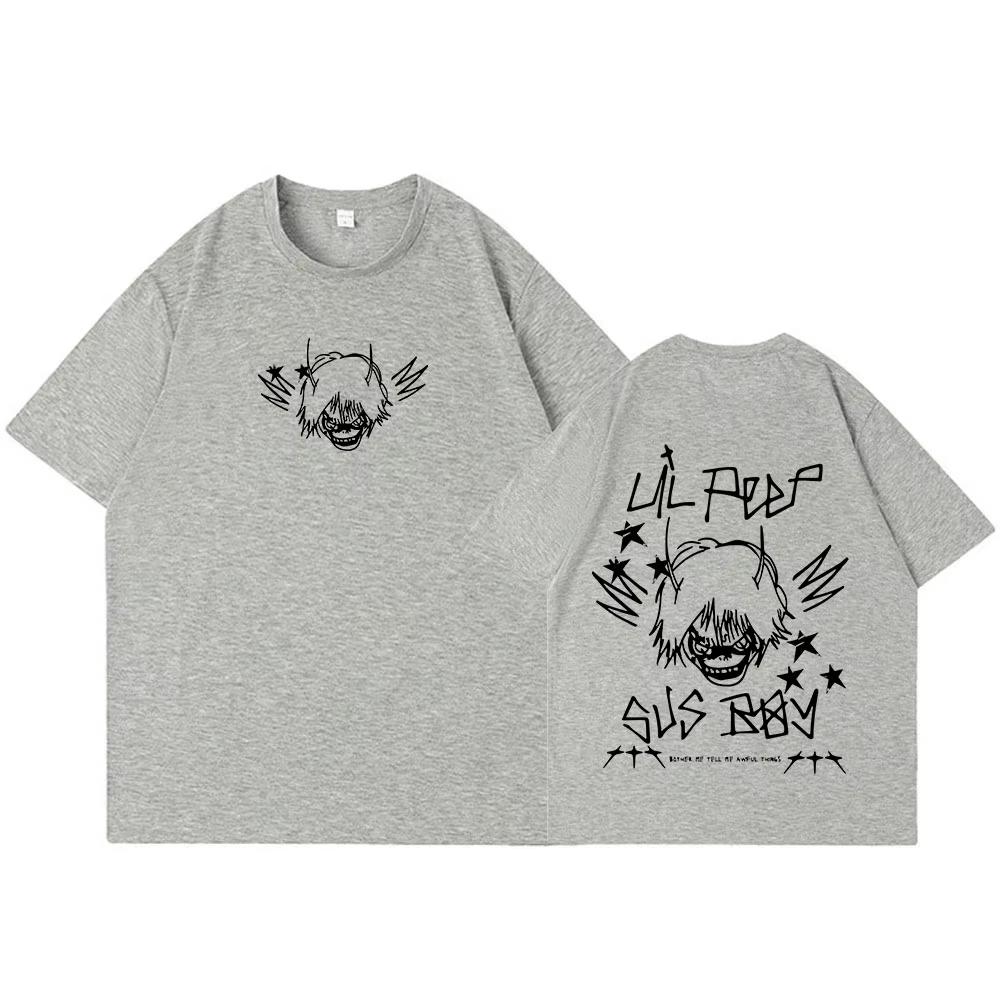 Футболки рэпера Lil Peep SUS BOY Мужская Женская Одежда Модная Футболка Хлопок Повседневная С коротким рукавом Готическая Хлопковая Оверсайз Футболки