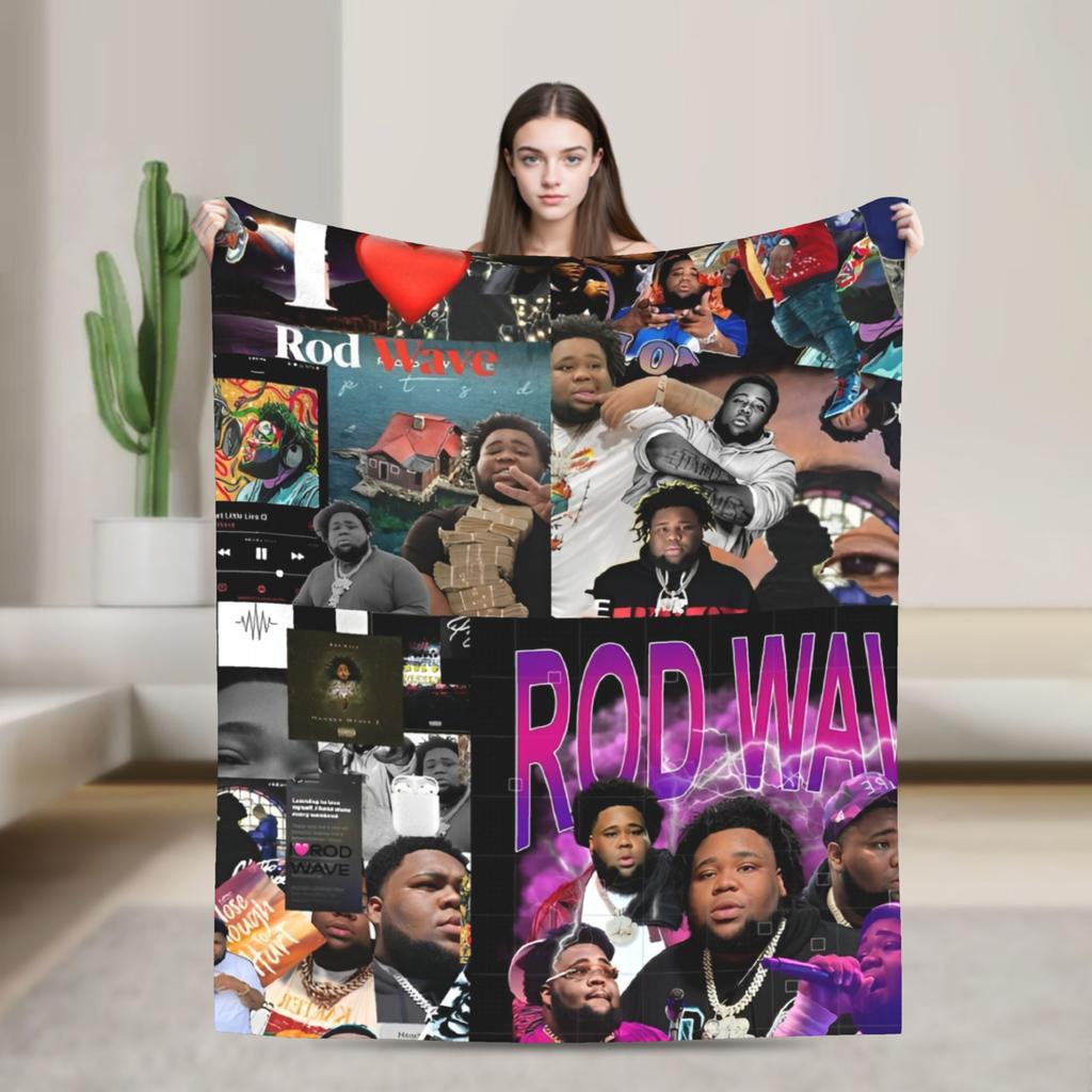Rapper rod wave Blanket Decorative Flannel Bedding Throws For Couch Bed Super Warm Custom Quality Bedspread Gift