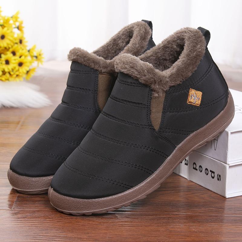 Источник Водонепроницаемые зимние сапоги женские зимние теплые бархатные короткие сапоги хлопковая обувь новые утолщенные на плоской подошве нескользящие женские туфли