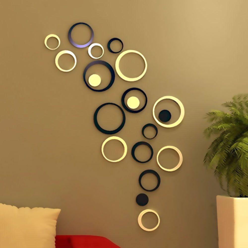 5PCS/Set Removable Home Decor Wall Art Mural Round Decals 3D Circles Wall Stickers