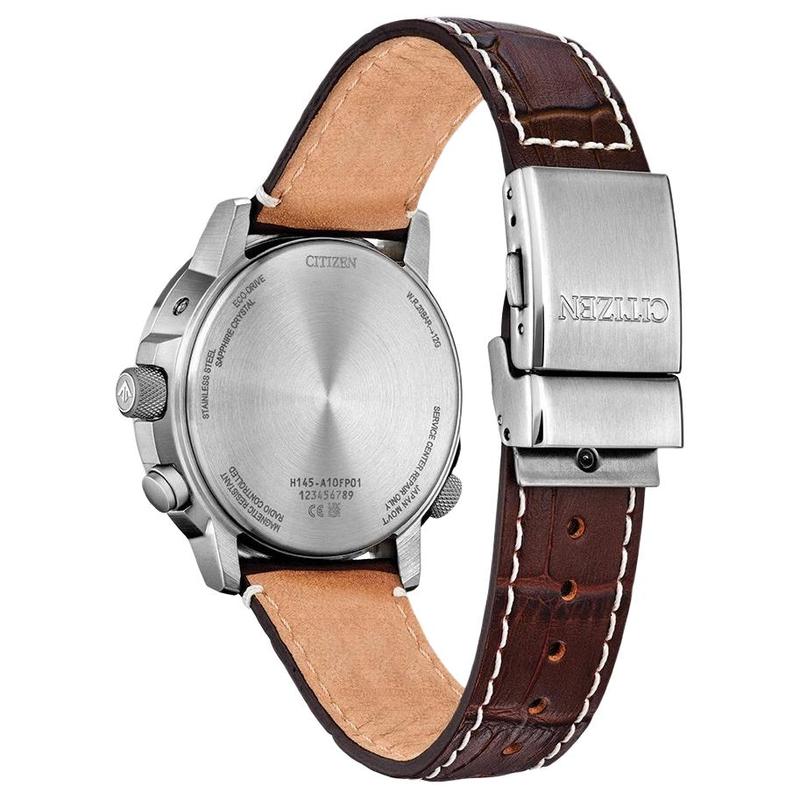 Citizen Серия Eco-Drive 200 метров Водонепроницаемые Отображение даты Солнечный Кварц Кожаный ремешок 42 мм Мужские часы Коричневый циферблат CB0248-01X