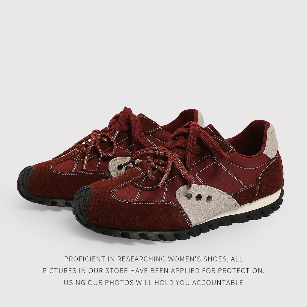 Retro Color Matching German Training Shoes Women'S Autumn New Lace-Up Soft Sole Breathable Casual Sports Shoes Versatile Trendy Shoes