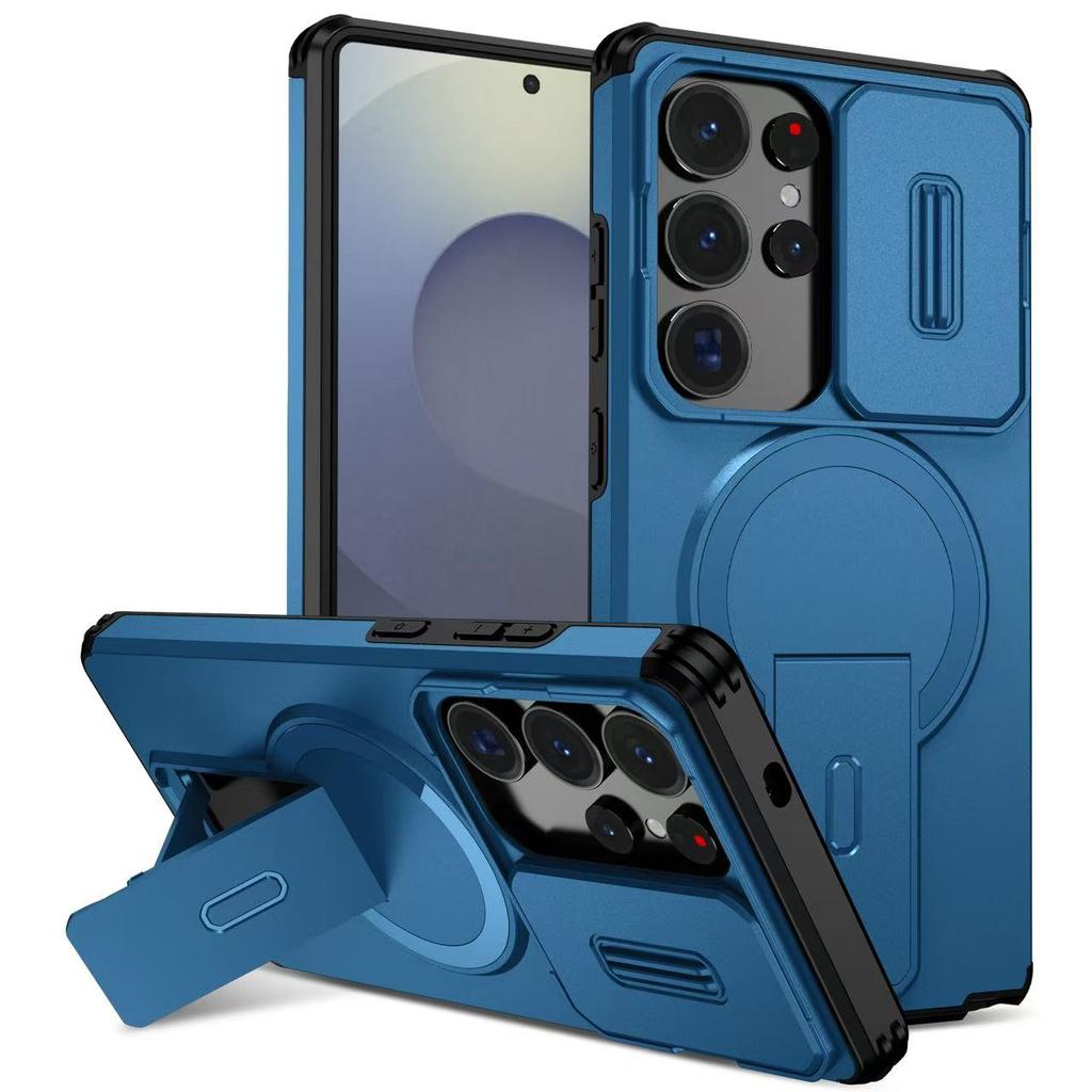 Armor Shockproof Magnetic Case For Samsung Galaxy S25 S24 Ultra Plus FE A56 A36 A26 A17 A16 Lens protect stand For Magsafe Cover