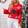 Women's Fashion Santa Claus Pattern Pullover Sweater Loose Lazy Cardigan
