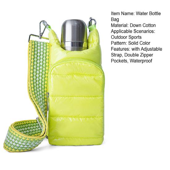 Сумка для бутылки с водой из хлопка с регулируемым ремешком, двумя карманами на молнии, водонепроницаемая, для улицы