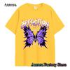 Men Women Summer Fashion Cotton T-Shirt Purple Butterfly Tops Tees Male Casual Short Sleeve Clothing Harajuku Streetwear