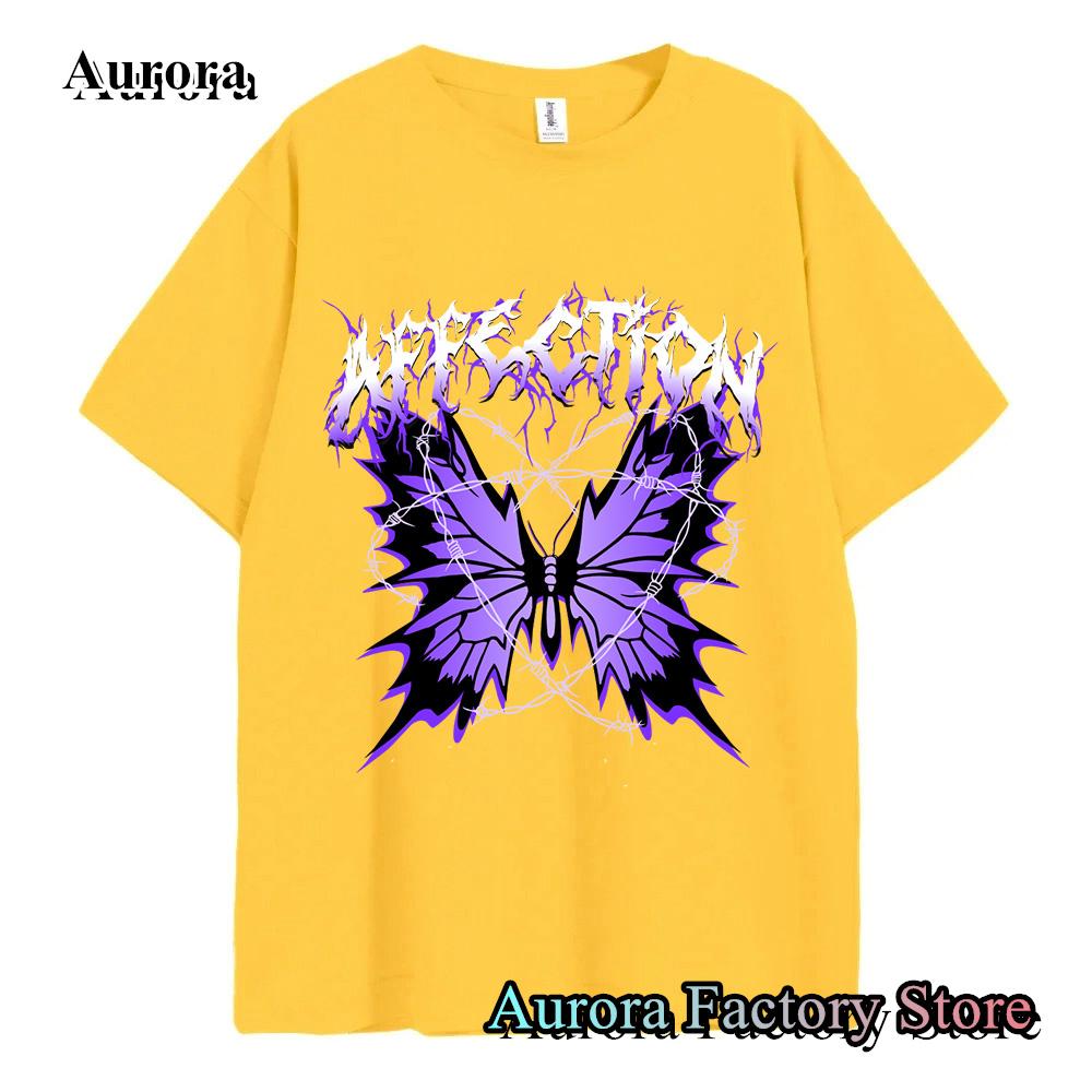 Men Women Summer Fashion Cotton T-Shirt Purple Butterfly Tops Tees Male Casual Short Sleeve Clothing Harajuku Streetwear