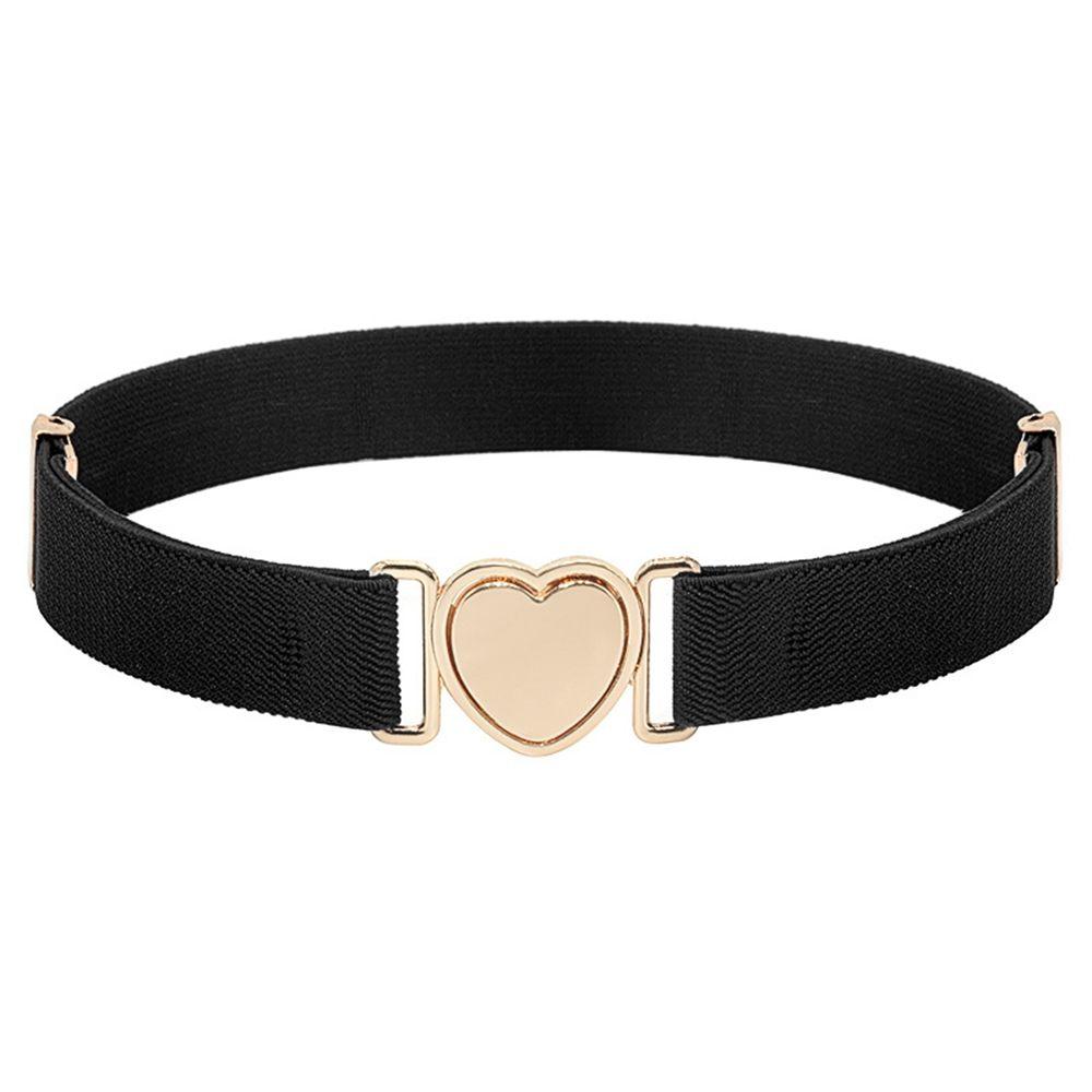 Canvas Girl Solid Color Waist Belt Punch-free Waistband Children Stretch Belts Heart Shape Buckle