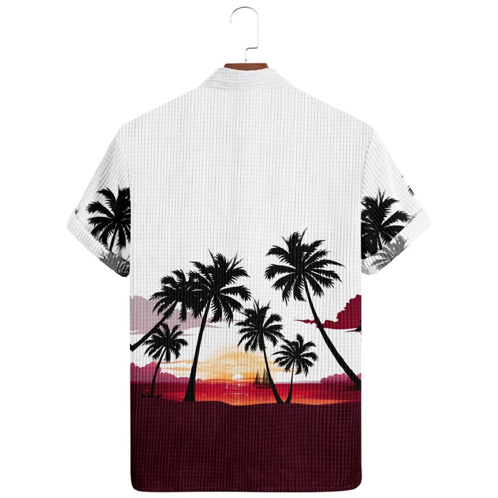 Men's Hawaiian Printed Button Short Sleeve Shirts Men's Casual Fashion Short Sleeve Shirts