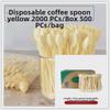 Yellow Food Grade Disposable Coffee Stirring Spoon - Long Handle, Small Tasting Spoon
