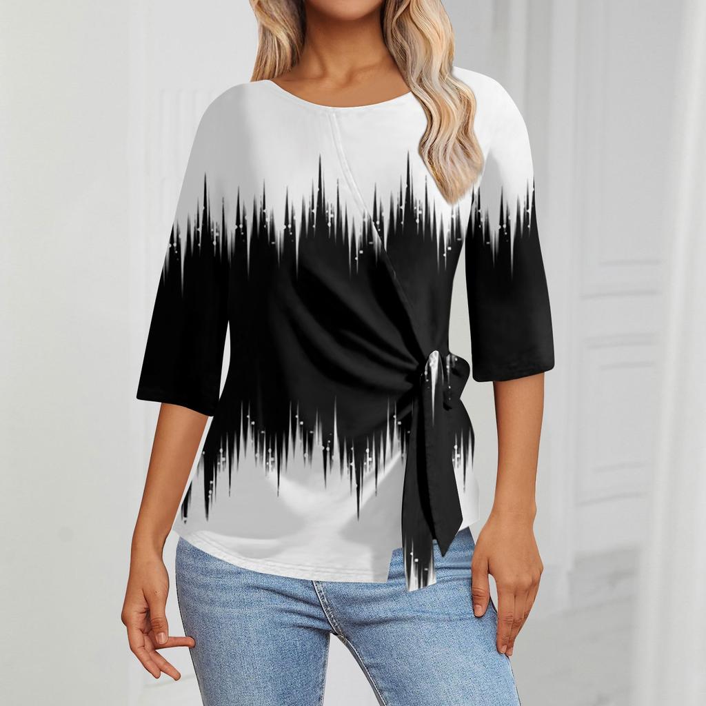 Женские топы с рукавом 3/4. Летние асимметричные футболки. Облегающие повседневные топы. Футболки. Пуловеры. Футболки. Летние топы. Топы с короткими рукавами.