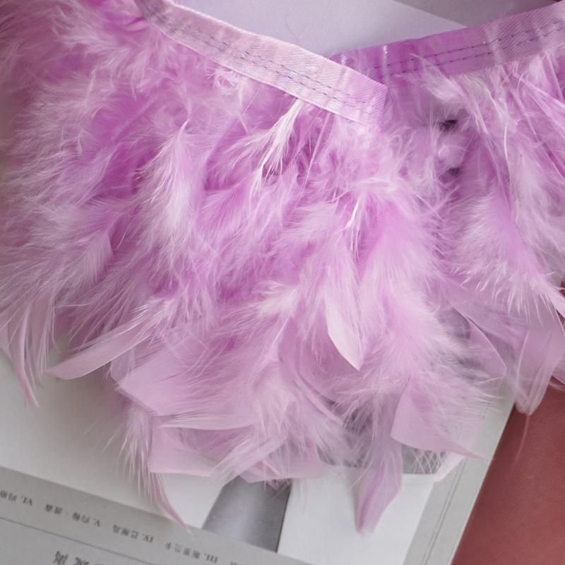 Long Turkey Fur Feather Cloth Strips Fire Edge Stage Performance Clothing Accessories Skirt Diy Decorative Materials