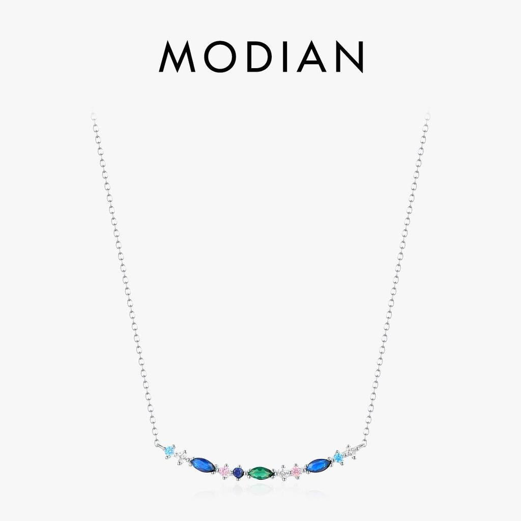 MODIAN Изысканное элегантное длинное ожерелье из стерлингового серебра 925 пробы, винтажная цепочка на шею для женщин, подарок на день рождения, ювелирные изделия